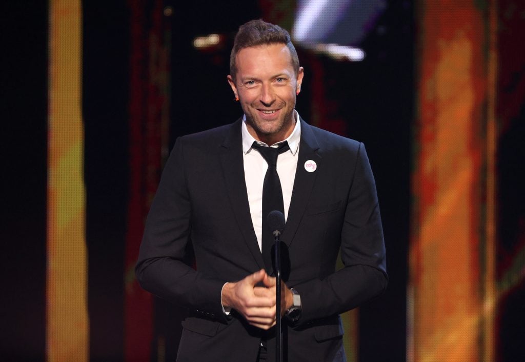 Chris Martin speaks onstage at the 2021 iHeartRadio Music Awards at The Dolby Theatre in Los Angeles, California, which was broadcast live on FOX on May 27, 2021.