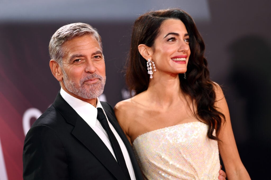 George Clooney and Amal Clooney attend "The Tender Bar" Premiere during the 65th BFI London Film Festival at The Royal Festival Hall on October 10, 2021 in London, England.