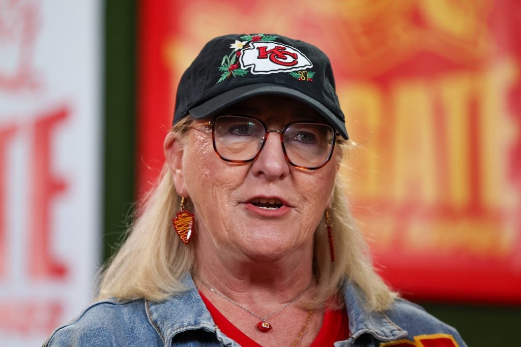 Donna Kelce the red carpet at the "World's Largest Tailgate" ahead of the Baltimore Ravens v Kansas City Chiefs game at GEHA Field at Arrowhead Stadium on September 05, 2024 in Kansas City, Missouri.