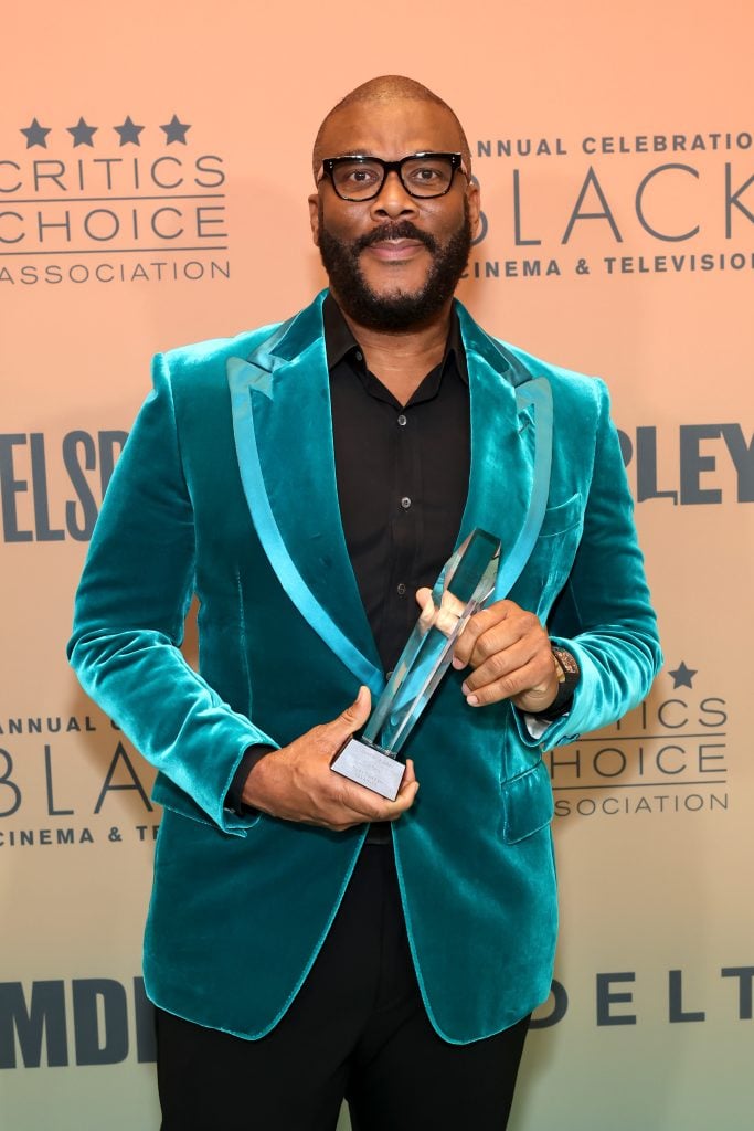 Tyler Perry, winner of the Icon Award, poses at the Winner's Walk during The Critics Choice Association's 7th Annual Celebration of Black Cinema & Television at Fairmont Century Plaza on December 09, 2024 in Los Angeles, California.