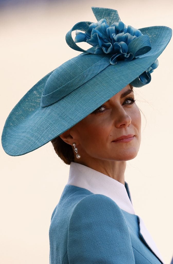 Britain's Catherine, Princess of Wales, attends the King's Birthday Parade, "Trooping the Colour", on Horse Guards Parade in London on June 14, 2025.